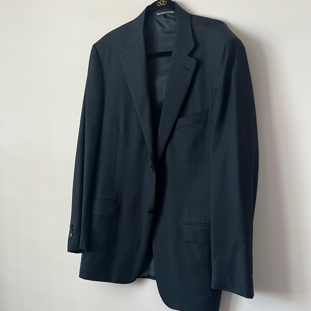 Luxury Canali Suit Jacket Dark Blue Stripe
